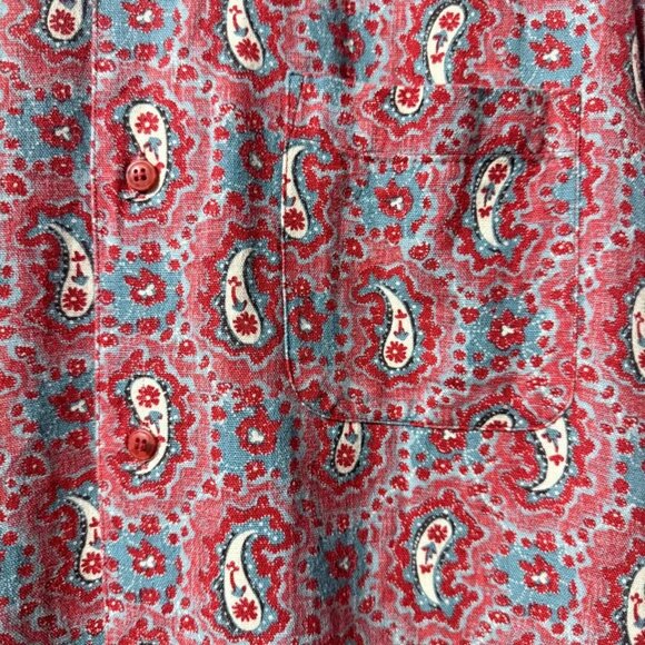Cambridge Dry Goods Co. Men’s Linen Boho Shirt – Red & Blue Paisley – Size M - Picture 10 of 10